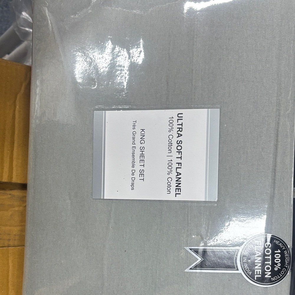 Ultra-Soft Flannel King Sheet Set - Gray 100% cotton